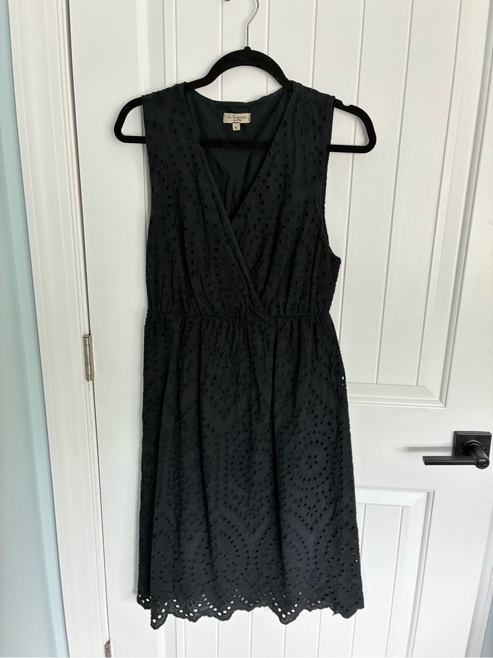 Sleeveless Black Eyelet Fit & Flare Dress